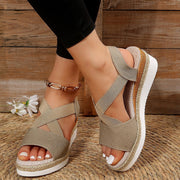 Sommer Flache Keilabsatz Fischmaul Casual Damen Sandalen