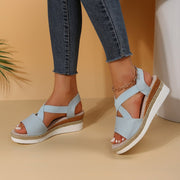 Sommer Flache Keilabsatz Fischmaul Casual Damen Sandalen