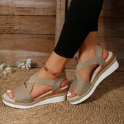 Sommer Flache Keilabsatz Fischmaul Casual Damen Sandalen