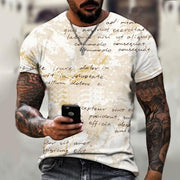 Handbemaltes T-Shirt mit Buchstabendruck im Street-Trend-Stil für Herren, Sommer, Rundhalsausschnitt, kurzärmeliges T-Shirt 