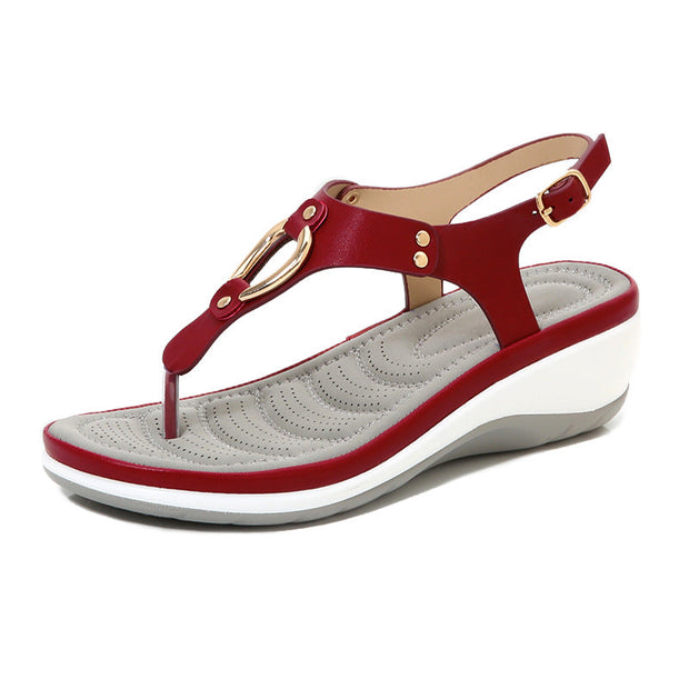 Ladies Rubber Sole Casual Wedge Sandals - Libiyi