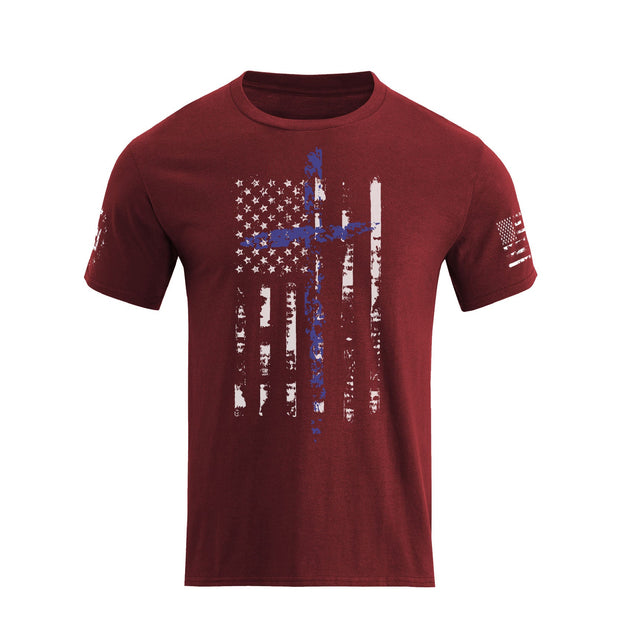 T-shirt graphique superposé avec drapeau américain pour homme