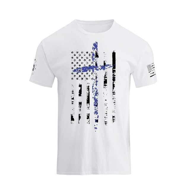 T-shirt graphique superposé avec drapeau américain pour homme