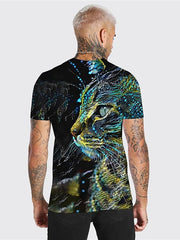 T-shirt unisexe pour homme, imprimé graphique 3D, col ras du cou, imprimé animal, quotidien, vacances, manches courtes, décontracté, créateur, grand et grand, bleu / été 