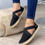 Libiyi Flat Straw Braid Elastic Strap Casual Shoes - Libiyi