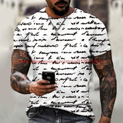 Handbemaltes T-Shirt mit Buchstabendruck im Street-Trend-Stil für Herren, Sommer, Rundhalsausschnitt, kurzärmeliges T-Shirt 